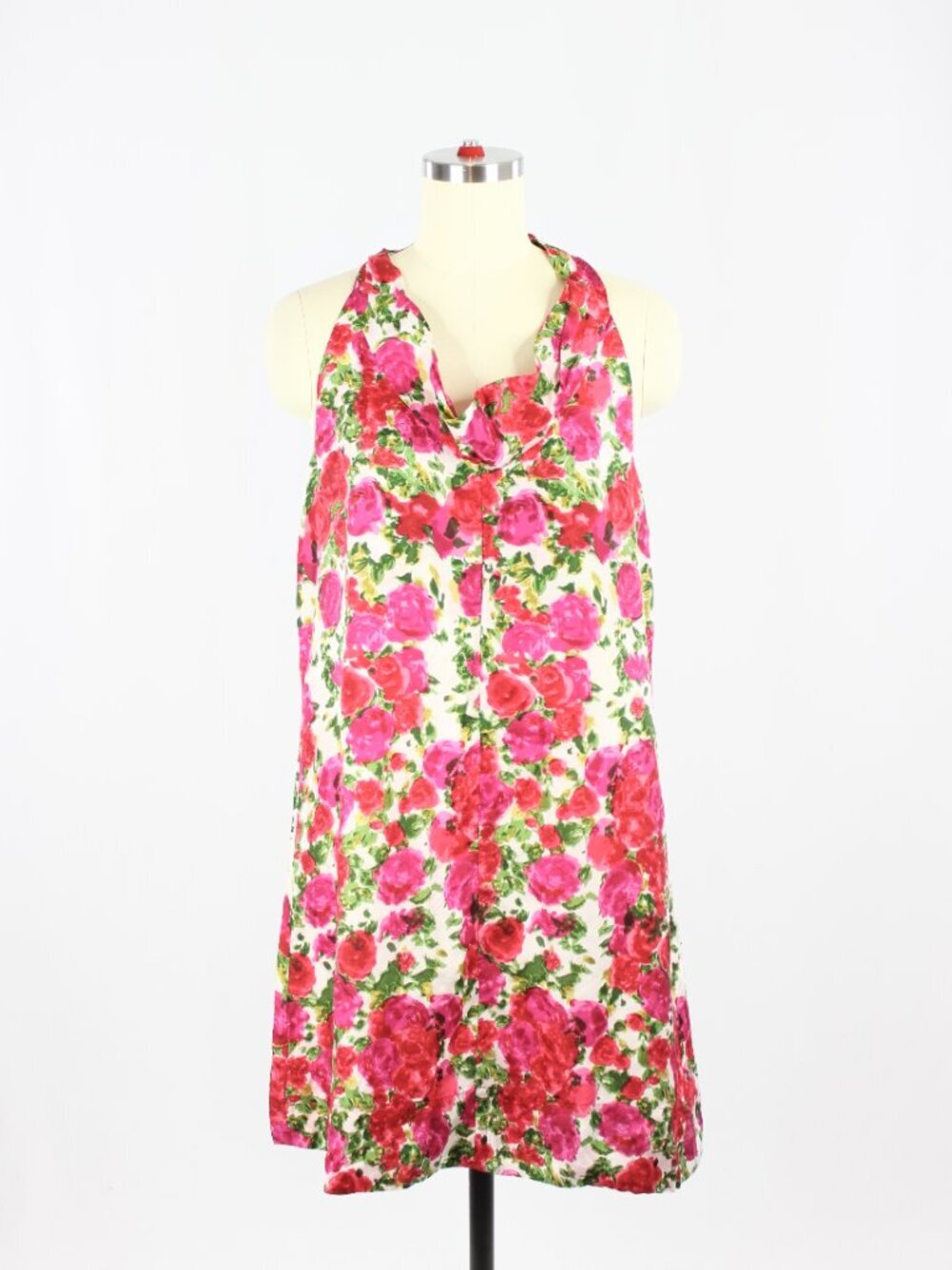 VELVET BY GRAHAM & SPENCER Floral Print Silk Cowl Neck A-Line Tent Dress, Size S